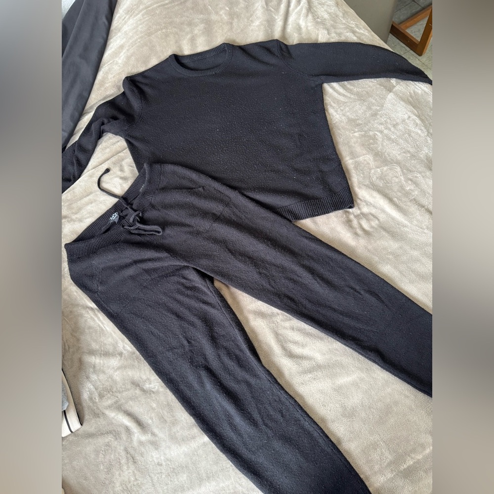 Black Knit Sweater and Pants Set